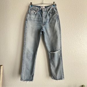 Agolde High Rise Distressed Straight Leg Jeans